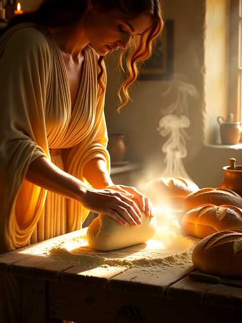 Demeter kneading sourdough